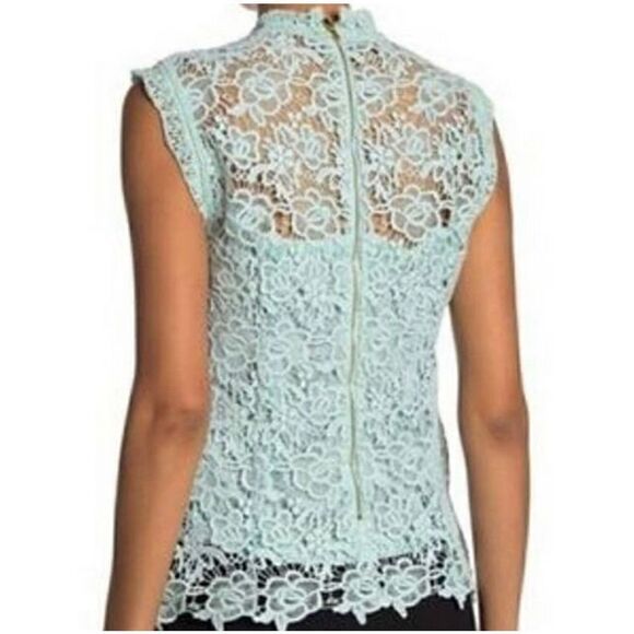 NANETTE LAPORE SEAFOAM GREEN GALA SPRING FLING LACE TOP SIZE S - Picture 2 of 8